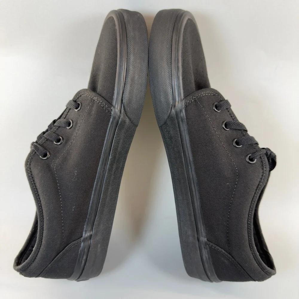 Vans‎ U 106 Vulcanized Mens 10 Skate Shoes Triple Black Lace Up Low Sneakers